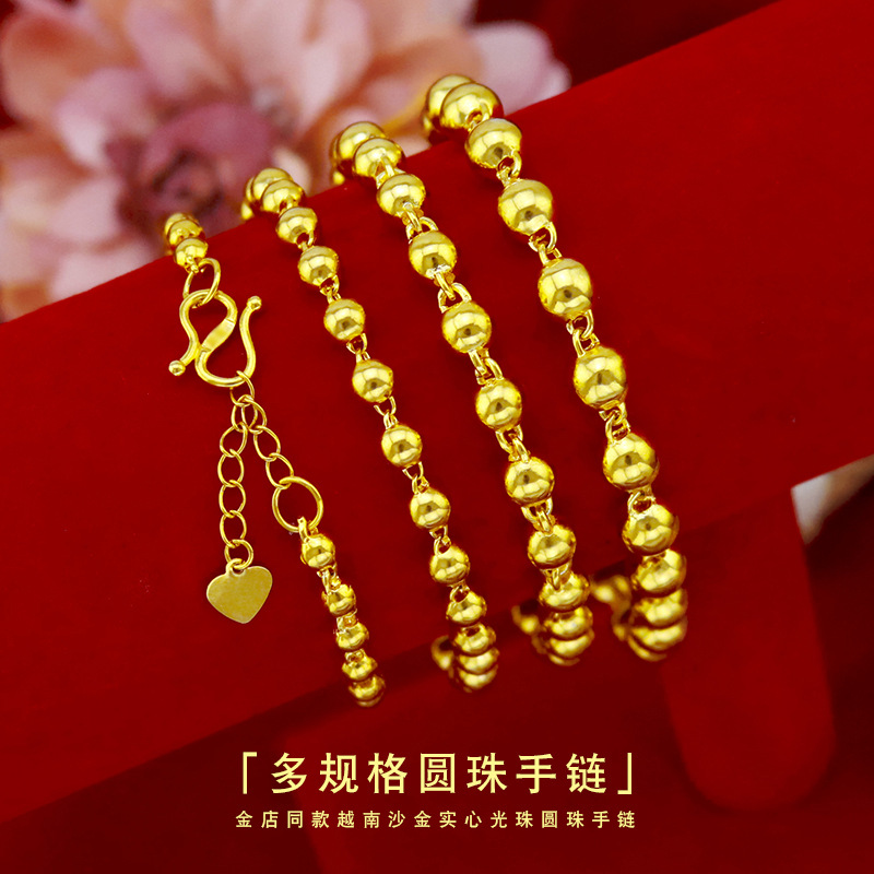 Gelang Manik-Manik Buddha Bentuk Bulat Warna emas Glossy Untuk Wanita