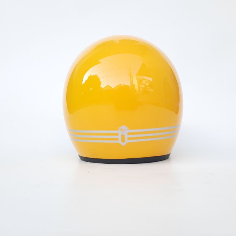 HELM RETRO CLASSIC STRIP BUKAN HELM JPN ARC GARIS KUNING GLOOSY