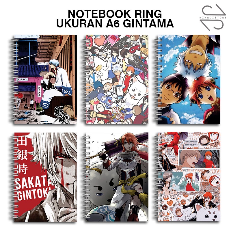 

(BELI 6 GRATIS 1)Buku Tulis Catatan buku notebook buku diary Notebook Ring Spiral A6 60 Lembar koleksi gambar gintama part3