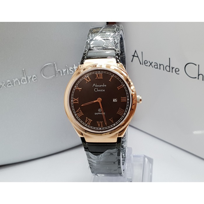 Jam Tangan Wanita Alexandre Christie AC 8538 Sapphire Black Rosegold