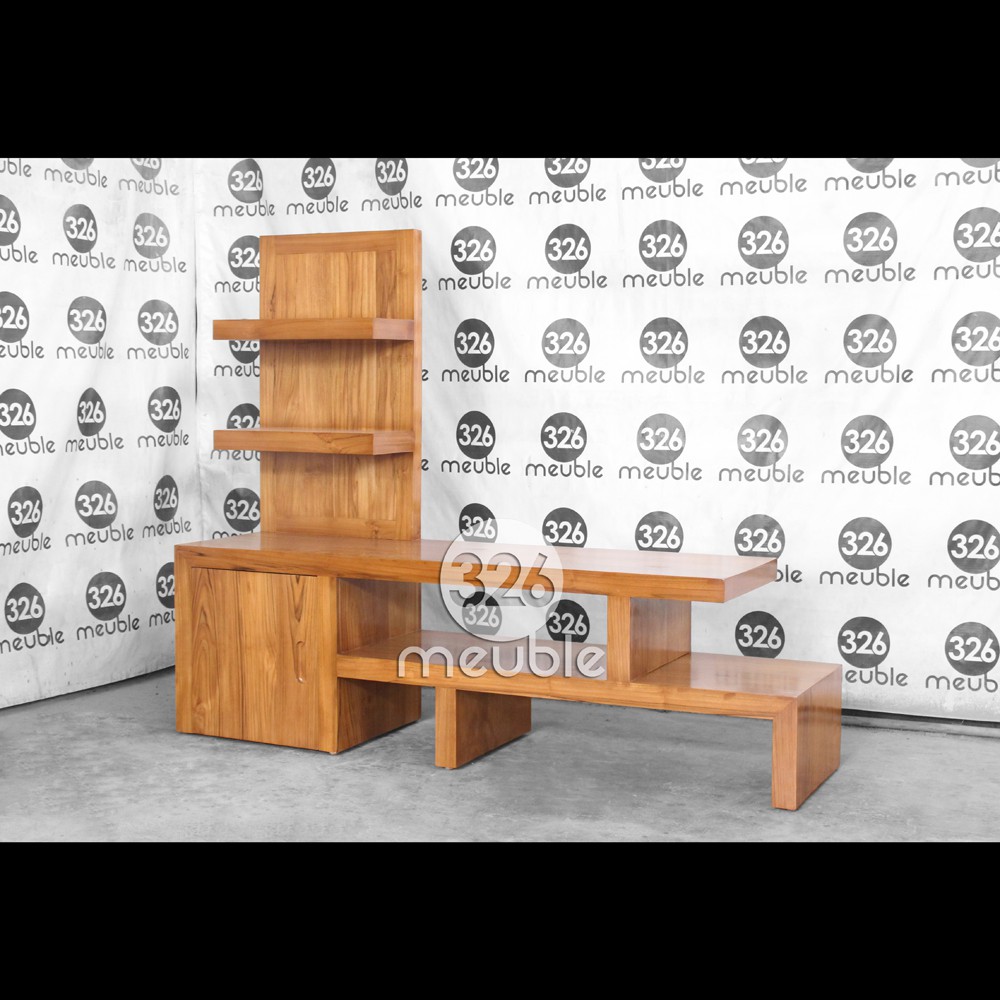 Meja TV Minimalis Jati Mebel Jepara - Meja TV Rak Minimalis - Rak Dinding