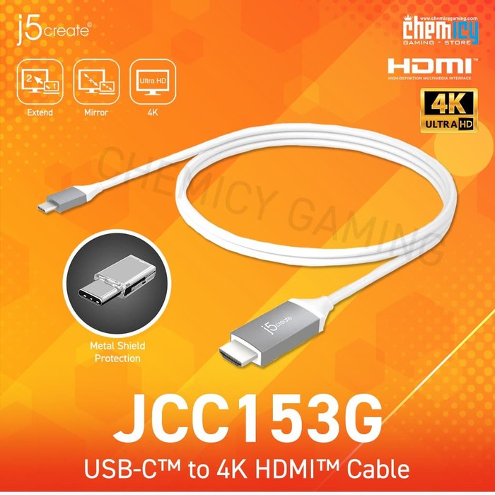 j5create JCC153G USB C to 4K HDMI Cable