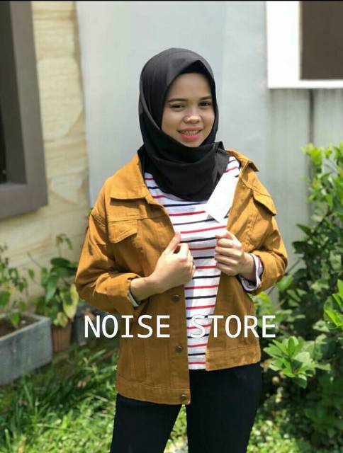 Jaket Jeans Oversize Hijau Army &amp; Mustard Premium Quality