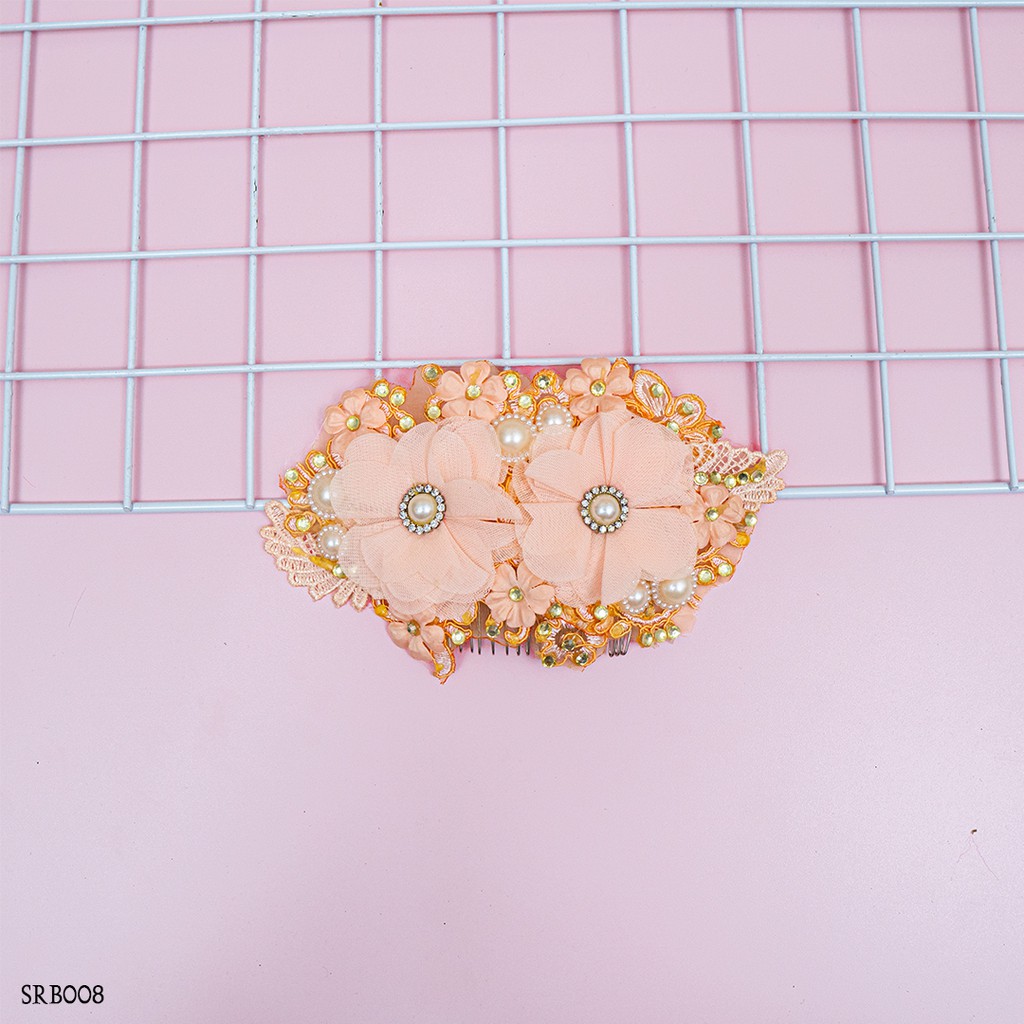 [BISA COD] SIRKAM RAMBUT BRIDAL AKSESORIS PERNIKAHAN PESTA PEACH SRB008