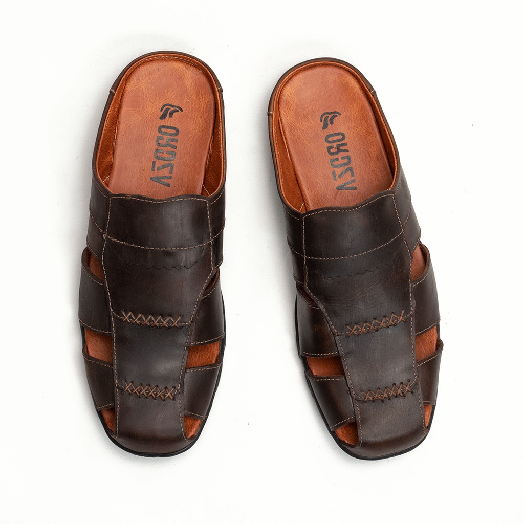 Sandal Sepatu Pria Kulit Asli Casual Santai Model Slop Bustong BT505