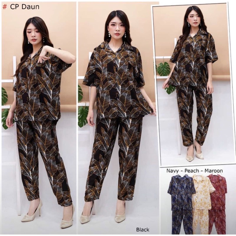 Stelan Rayon CP Daun / Piyama Rayon CP / Set rayon CP