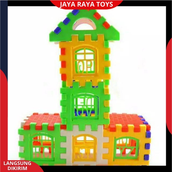 Mainan Anak Edukasi Blok Puzzle rumah funny block  Plastik Berkualitas SNI JM 8211