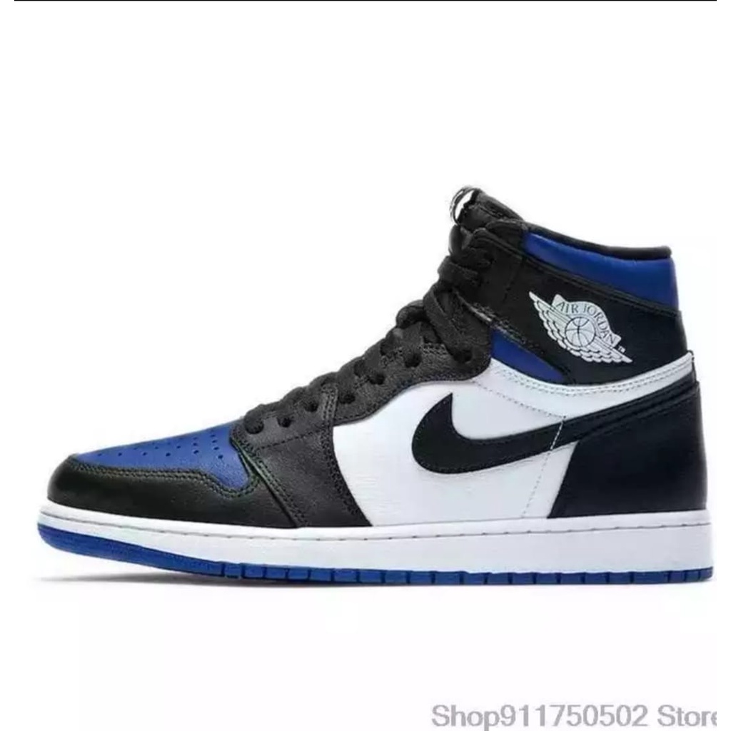 Air Jordan 1 Retro High Black Toe Original Nike Shoes-Black blue