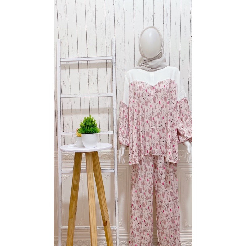 tunik set kulot bahan rayon