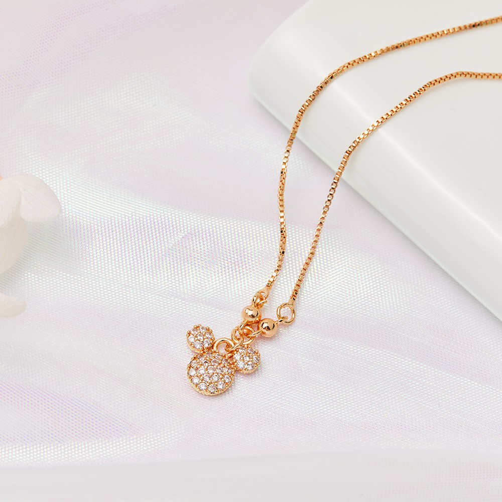 ♥✅COD✨Kalung Anak Titanium  Imut Mikey Liontin Berlian lapis Emas Korea Rantai Murah D648-2