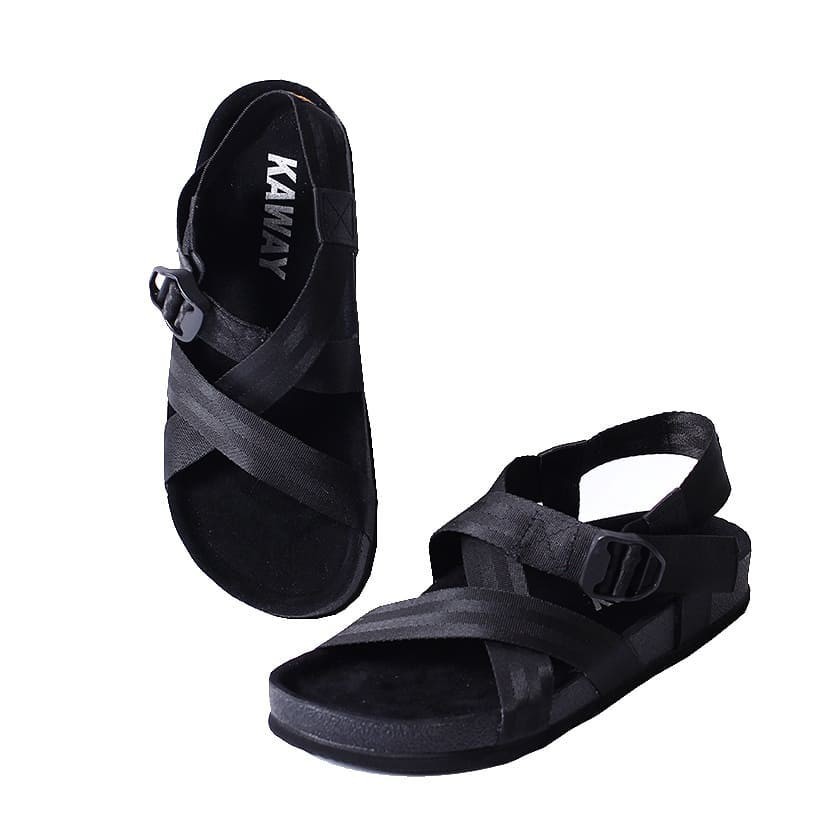 SANDAL PRIA WANITA TAPIS - KAWAY WEB SANDAL BLACK