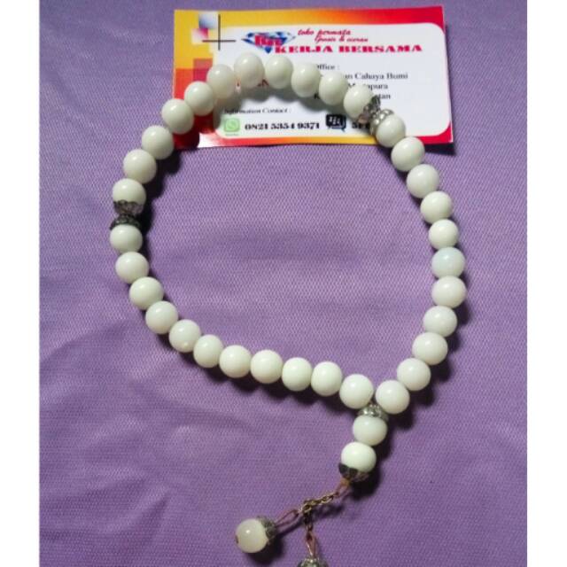 Tasbih batu akik cempaka putih isi 33