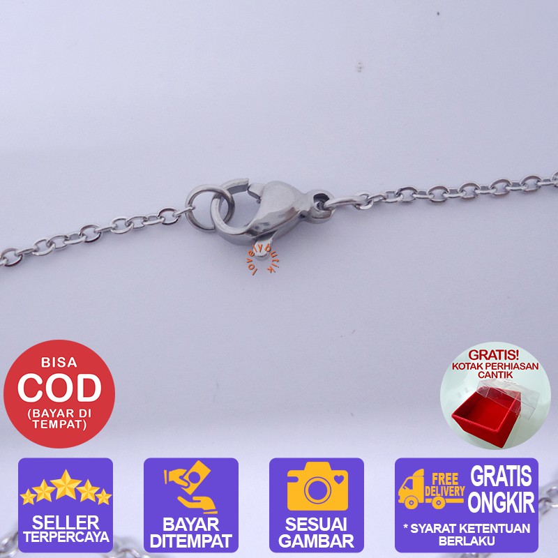 Lovelybutik Kalung Titanium Anti Karat MNT 2 warna Kalung Wanita Uk.45 cm BONUS KOTAK PERHIASAN SLV