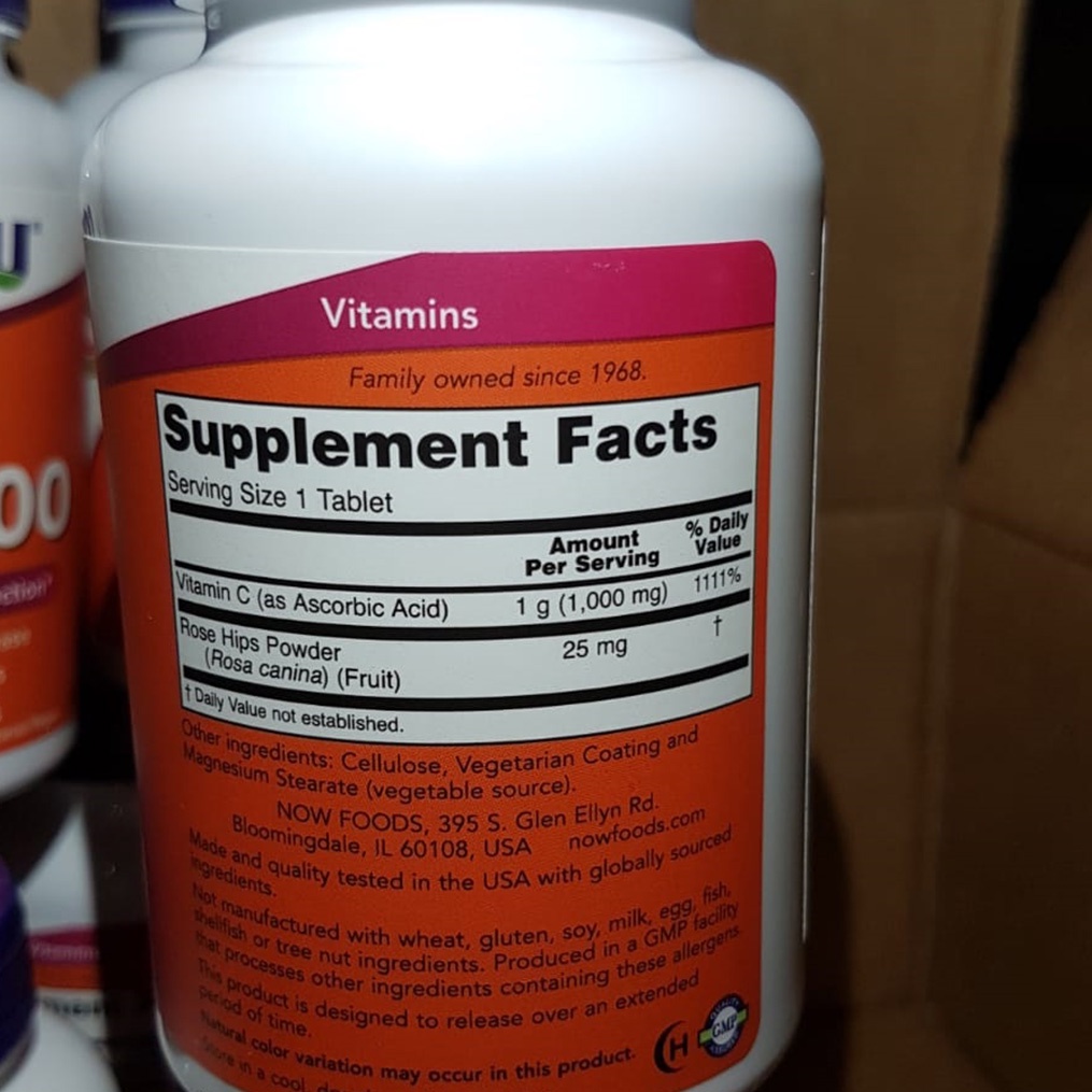 NOW FOODS Vitamin C 1000 mg Sustained Release 100 tablet + Rose Hips