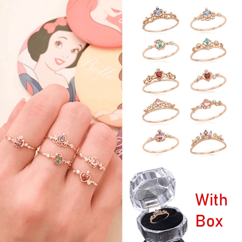 Hot New Disney Princess Rings Adjustable Size Snow White Cinderella Rings With Free Box