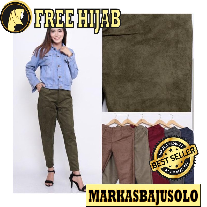 BAGGY SUEDE RESLETING IMPORT PREMIUM / CELANA BAGGY PANTS PANT  WANITA JUMBO JEANS