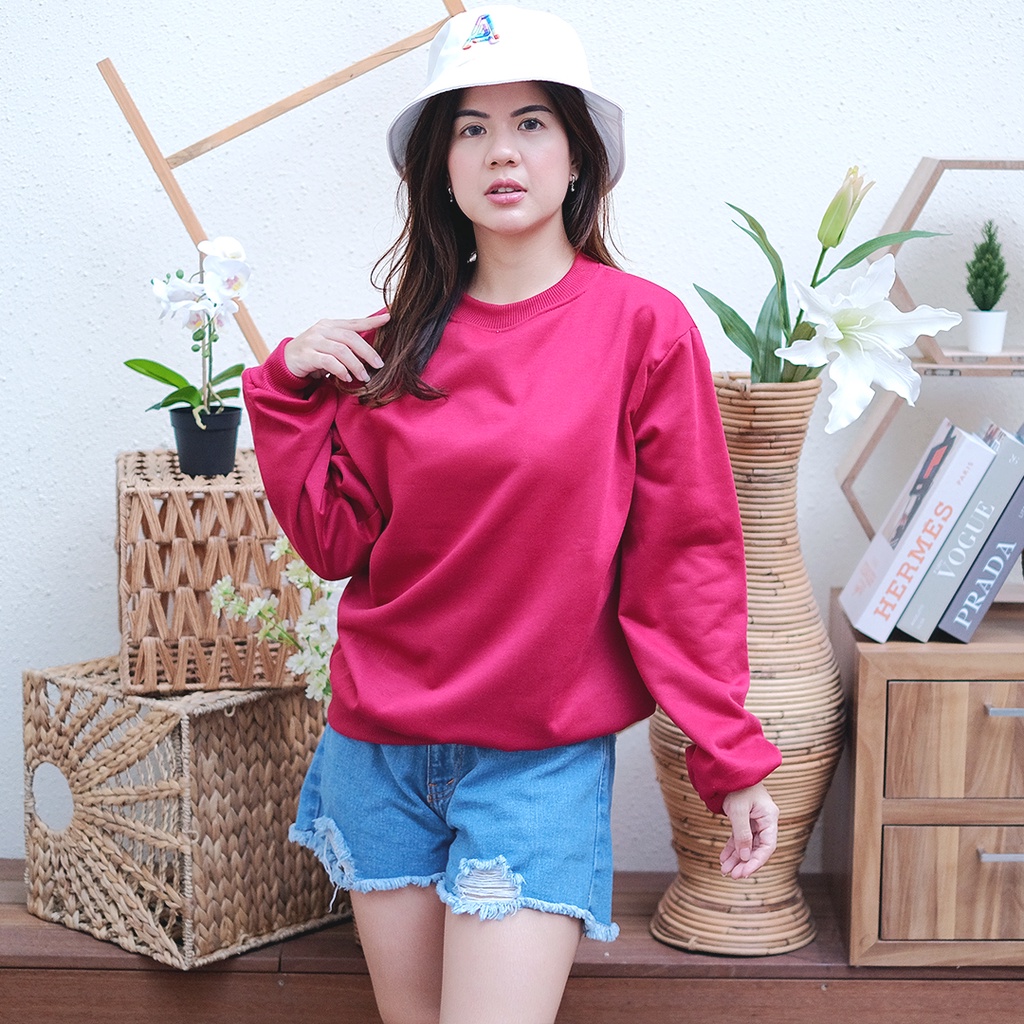 Tq88indonesia Baju Sweater Wanita Terbaru / Sweater Fleece Polos / Ootd / Switer