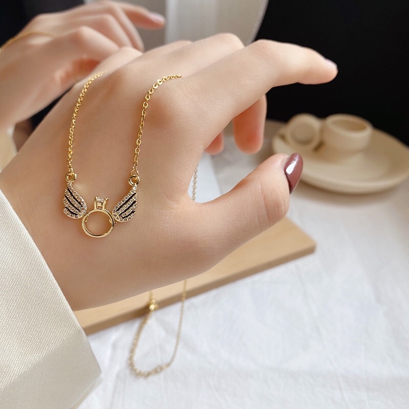 Kalung Titanium Ring Wings Trending Vintage Korea Fashion Style Premium