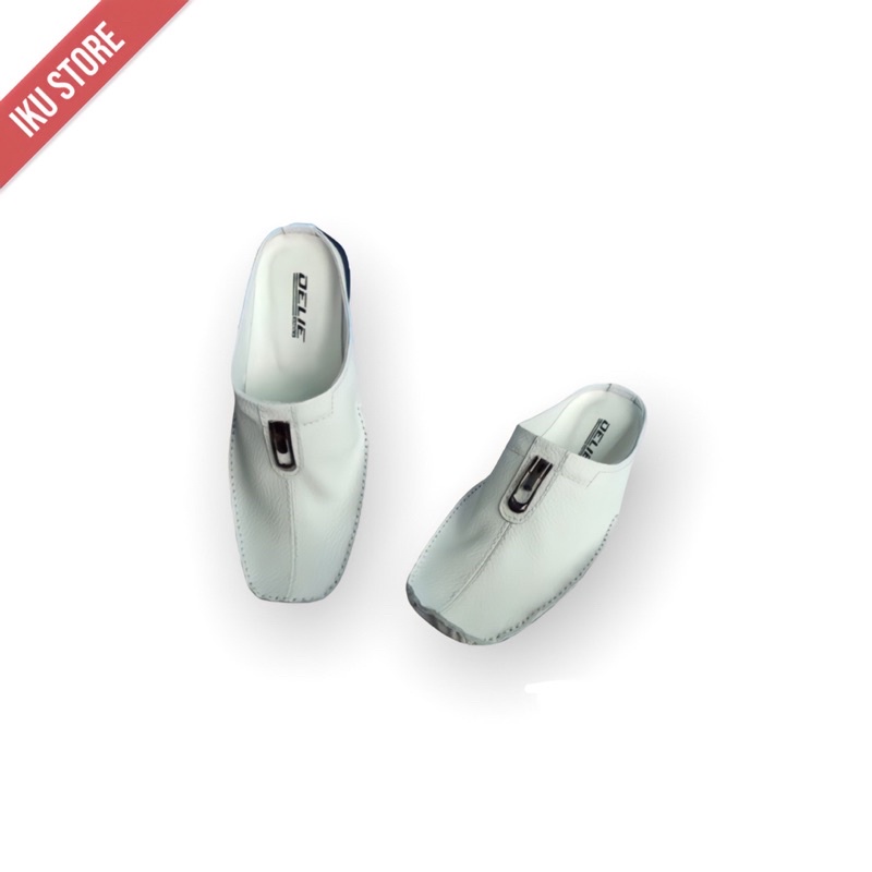 Sepatu Sandal Pria Bustong Putih Kulit Asli Original