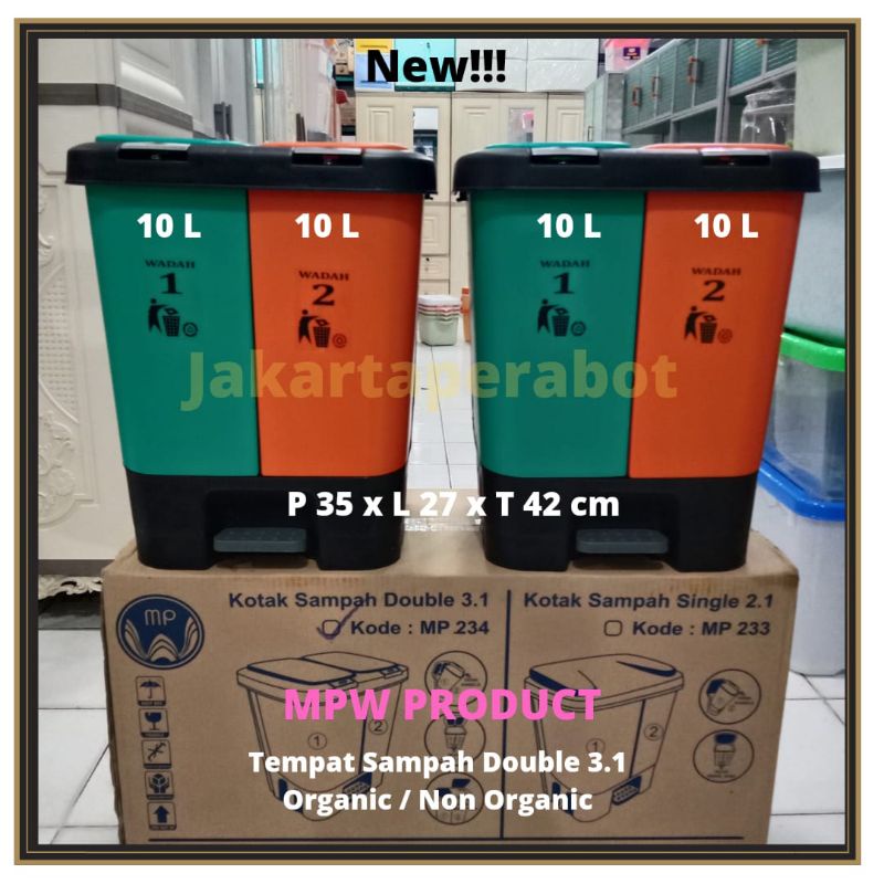 NEW MPW Produck  - Kotak Sampah Injak 20 Liter / Tempat Sampah Injek 2 Warna Wadah Terpisah / Tempat Sampah Medis / Tempat Sampah Kertas / Tempat Sampah Kantor / Tempat Sampah Organic Non Organic