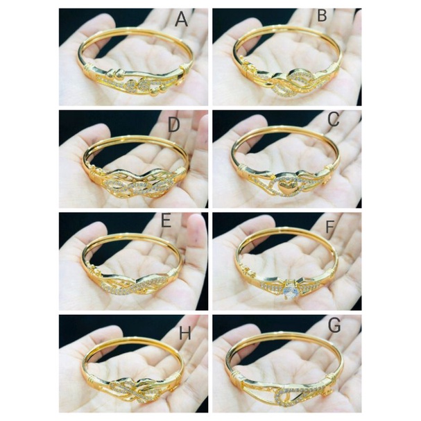 Namk98. Gelang xuping wanita lapis emas dgn mata zircon ukuran diameter 6 cm