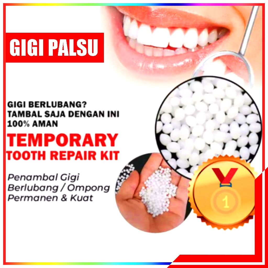 Penambal Gigi Berlubang Instan Dengan Temptooth / Gigi Palsu / Tambal Gigi Berlubang / Penambal Gigi Ompong