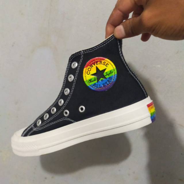Sepatu converse 70s high RAINBOW hitam made in vietnam-1