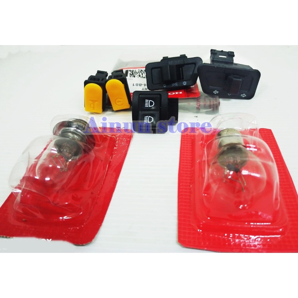 Saklar set Beat karbu 2008-2012 supra x 125 Revo lama Blade 110 + bohlam lampu honda depan belakang