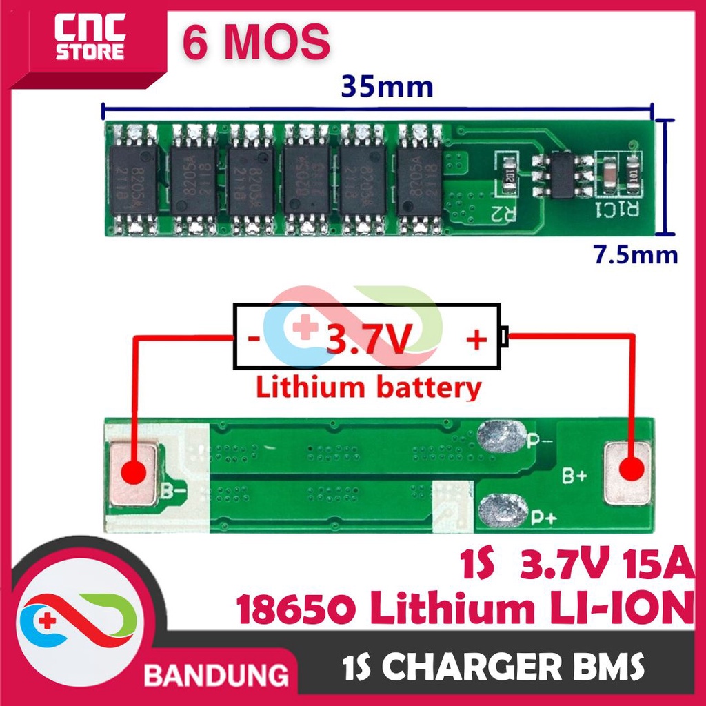 BMS 1S 3.7V 4.2V 15A LI-ION LITHIUM 18650 6-MOS CHARGER WITH PROTECTION