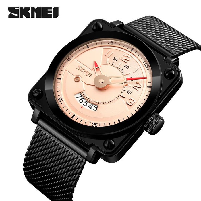 Jam Tangan Cowok /  Jam Tangan Pria Original SKMEI 9172 Anti Air 30M - Rose Gold / Gold Terbaru