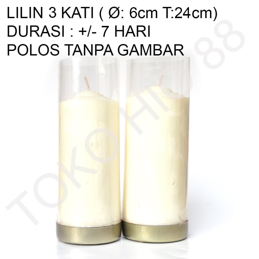 Lilin Pilar Ukuran 3 Kati Warna Putih 1 Pasang Polos bagus Tahan Lama Candle Pair Misa Gereja Natal