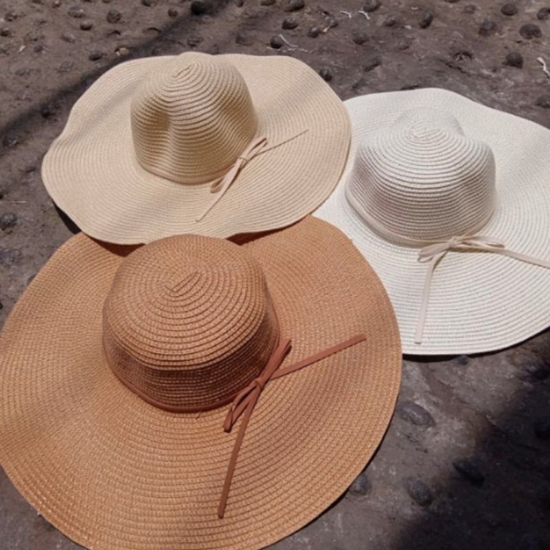 Topi Pantai Lebar Topi Rajut Lebar Pita Wanita