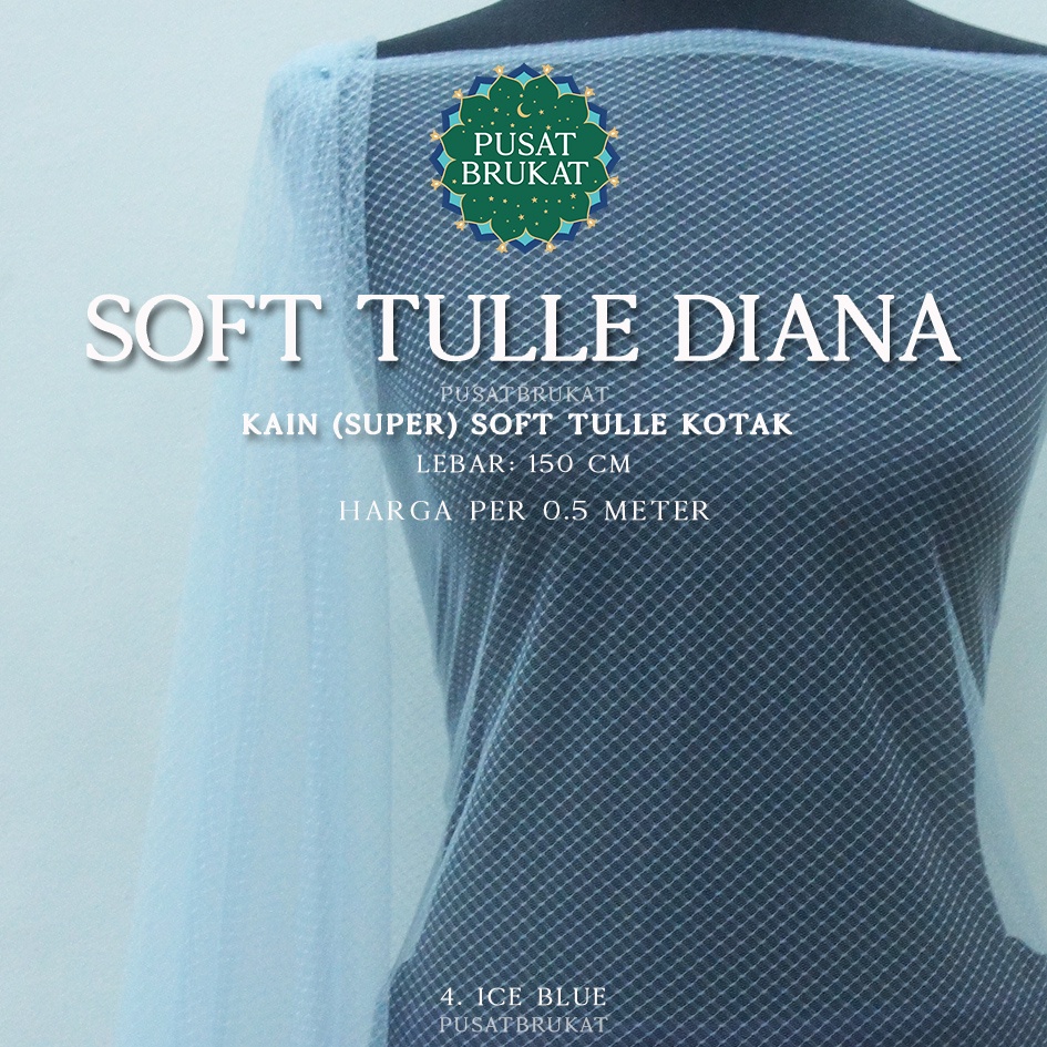 KAIN TILE HALUS DIAMOND DOT DIANA / TILLE KOTAK / MESH DOT / SOFT TULLE NORVINA, LEBAR 150CM [harga per 0.5m]