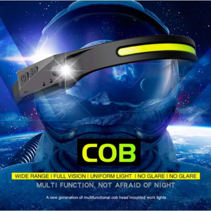 Head lamp / Lampu kepala COB /USB Charging Wave Induction Outdoor Riding Cob Headlight / Led Glaring Headlamp jkt