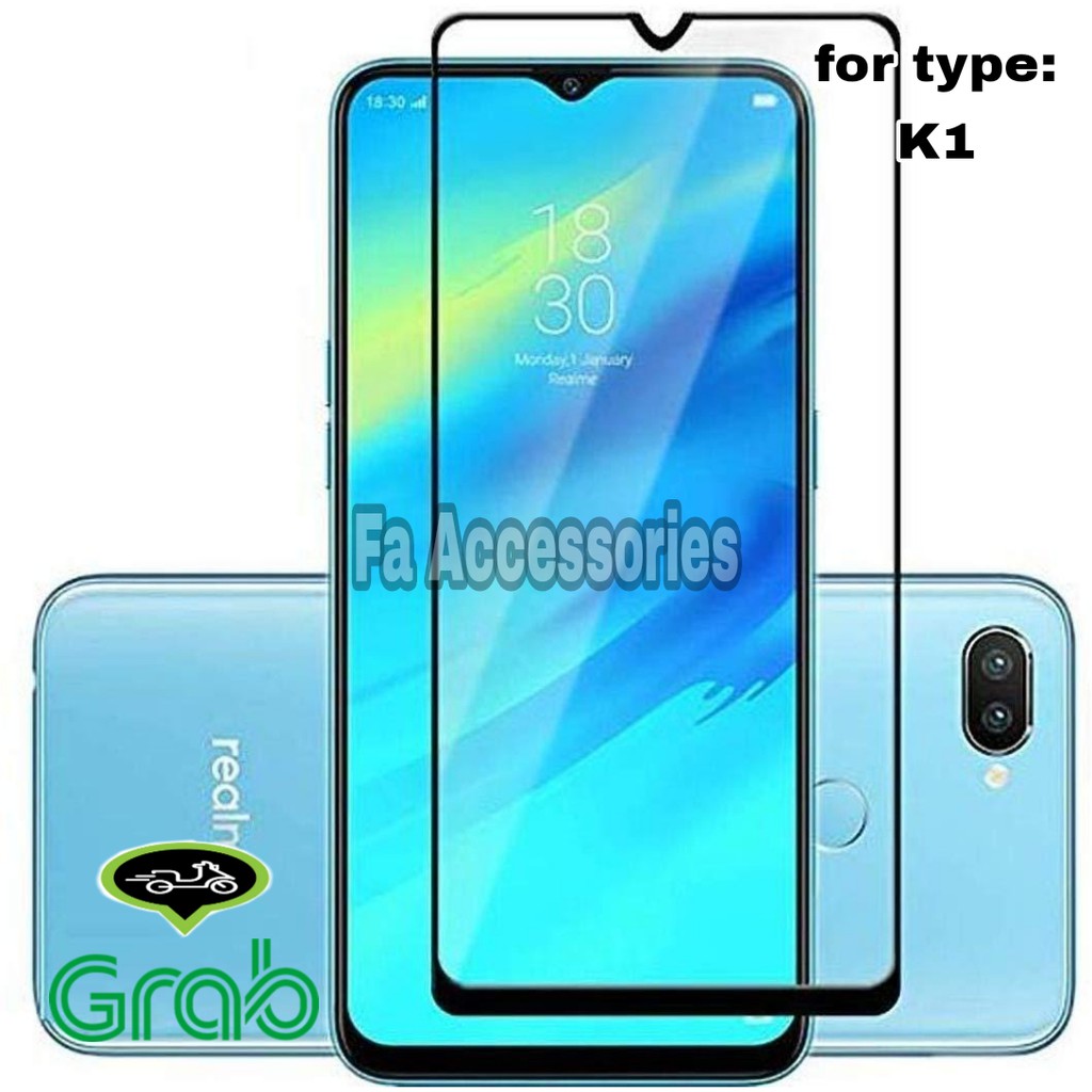 Tempered Glass 5D Full Lem OPPO K1 HITAM SCREEN GUARD FULL GLUE