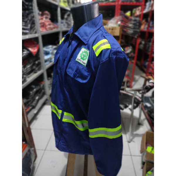 SERAGAM SAFETY BIRU RESLETING SCOTLIGT BESAR HIJAU