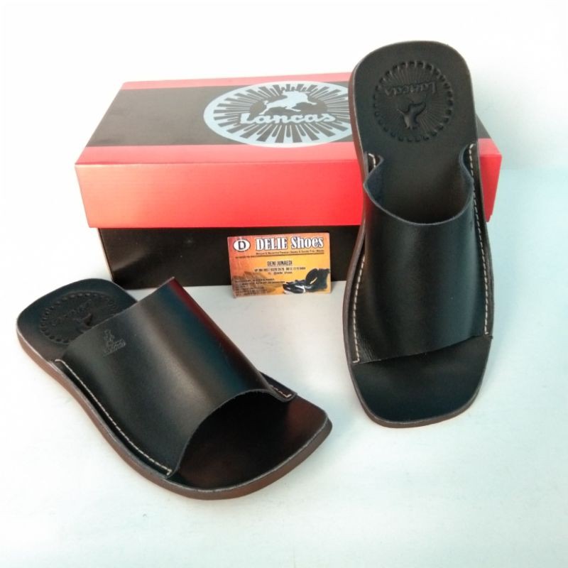 Sandal pria kulit asli lancas sendal slop cowok