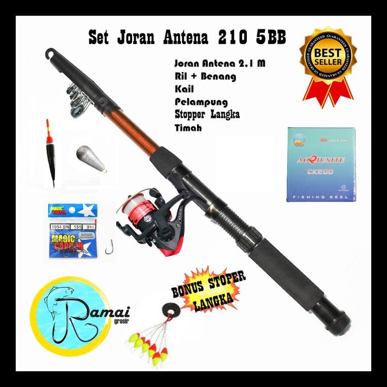 BEST SELLER SET ALAT PANCING TERMURAH DENGAN JORAN ANTENA 210 TERBAIK KEKUATAN 5KG ALAT PANCING TERL