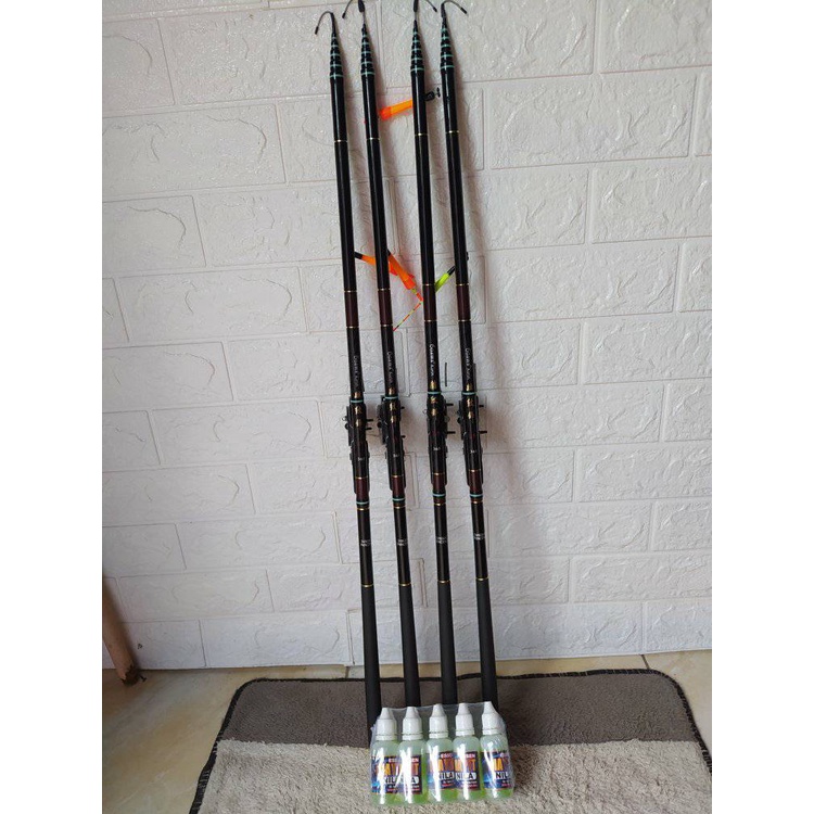 Tegek Ogawa Kirin Joran Tegek Pancing Set Kolong Komplit tinggal pakai/plung 360/450/540 Bahan Carbo
