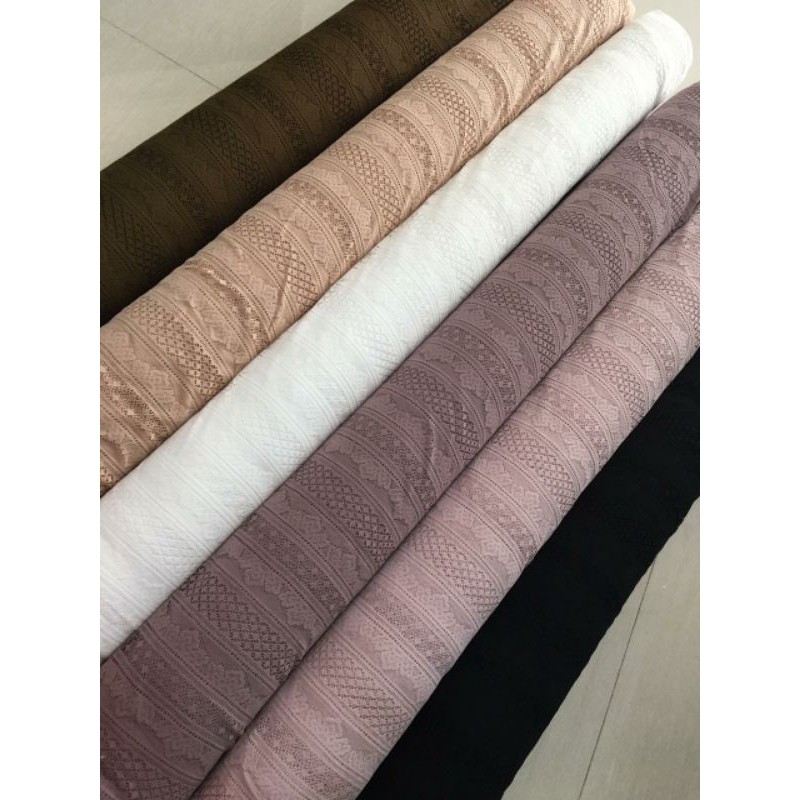 Kain Brukat Lace Salur Crown Premium  Dusty Purple Premium Meteran Murah Halus