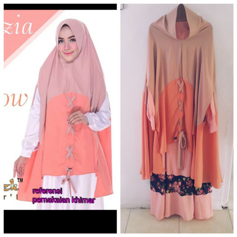 pl set gamis/dress khimar syari original albarizk premium elegant preloved/second/bekas vgc
