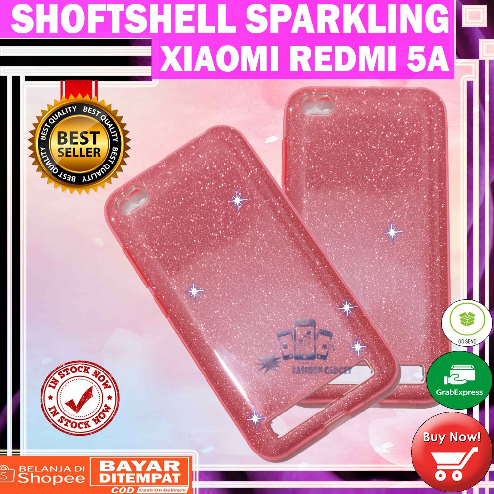 (Warna Acak Pink / Red) Silikon Xiaomi Redmi 5A Ultrathin Redmi 5A Case Sparkling Blink Blink Case Glitter Silicone Soft Case Jelly Case Casing Kesing Kasing Sarung Hp Xiaomi Redmi 5A