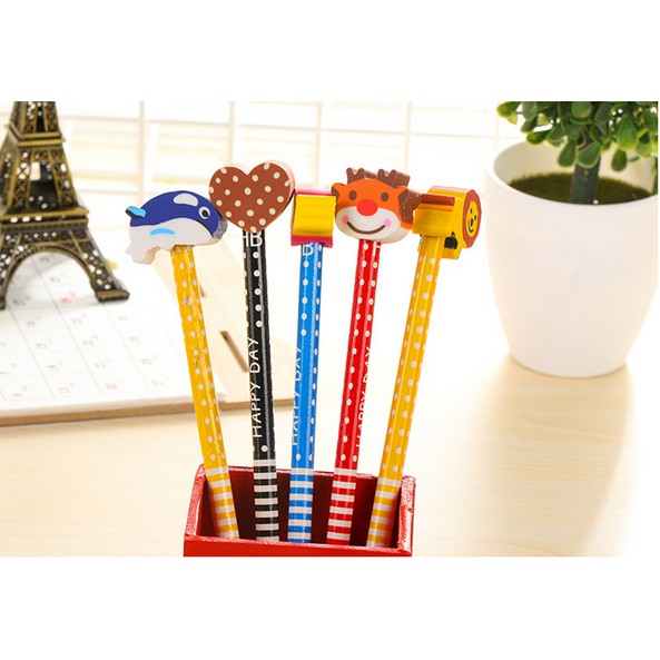 

Pensil Raut/ Pensil Serut dengan Penghapus Binatang, Love Happy Day