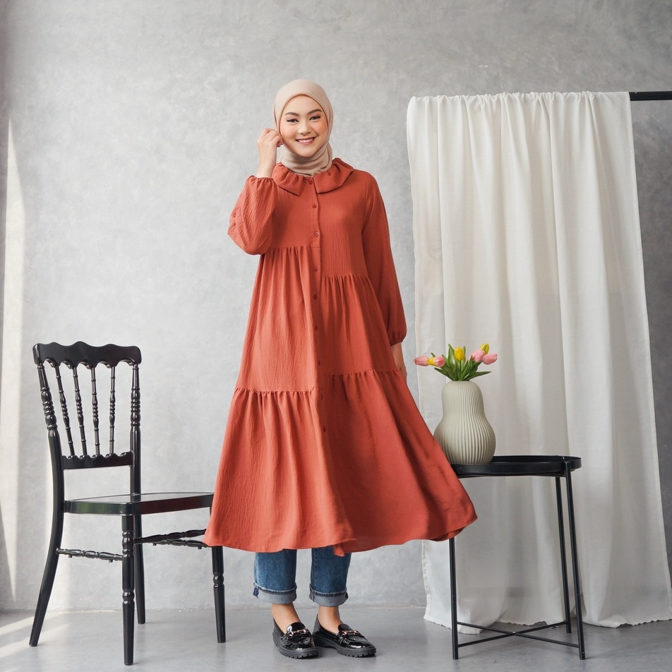 Ayesha Midi dress / Long tunik airflow crincle looklike heaven lights