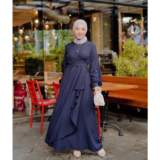 ADIBA - Rissa Dress/ Gamis Terbaru 2021 / Dress Muslim Kondangan Ada Size S M L XL-NAVY