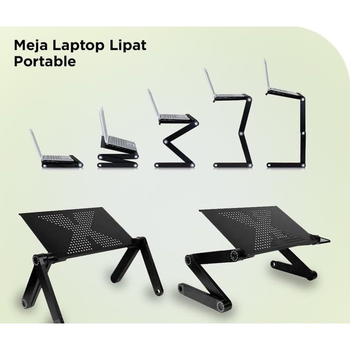 Meja Laptop With Cooler Big Fan Mousepad/Meja Laptop+Kipas Portable Lipat Fleksibel Alumunium Murah