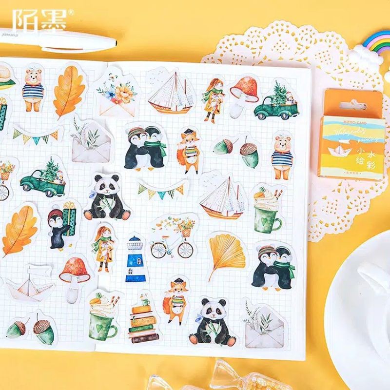 

Stickers Watercolor drawing for deco and scrapbook diary stiker