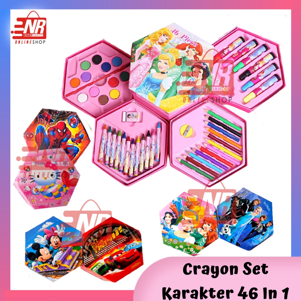 Crayon set 46 in 1 / Crayon Warna / Art / Pensil Warna / Cat