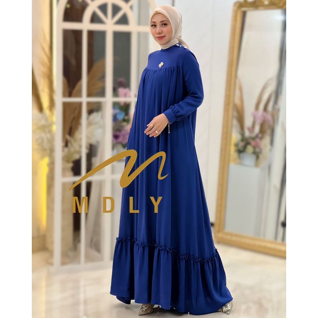 Audina Dress ORI by MDLY / Gamis Syari / Dress Katun / Syar'i Polos / Baju Pesta / Baju Muslimah / F