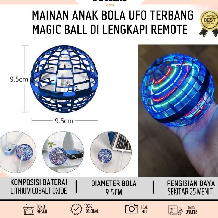 &lt;^ SJA ^&gt;  MAINAN BOLA TERBANG BERPUTAR MINI DENGAN LAMPU RGB / BOLA TERBANG AJAIB